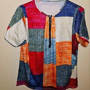 Colorful Patchwork Short Sleeve Tee